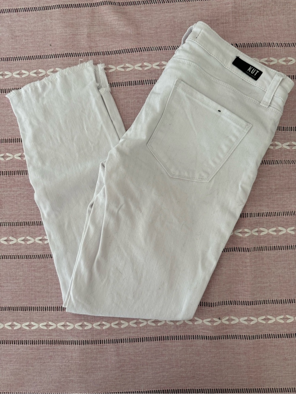 Kut from the Kloth Straight Leg White Reese Ankle Straight Leg Jeans